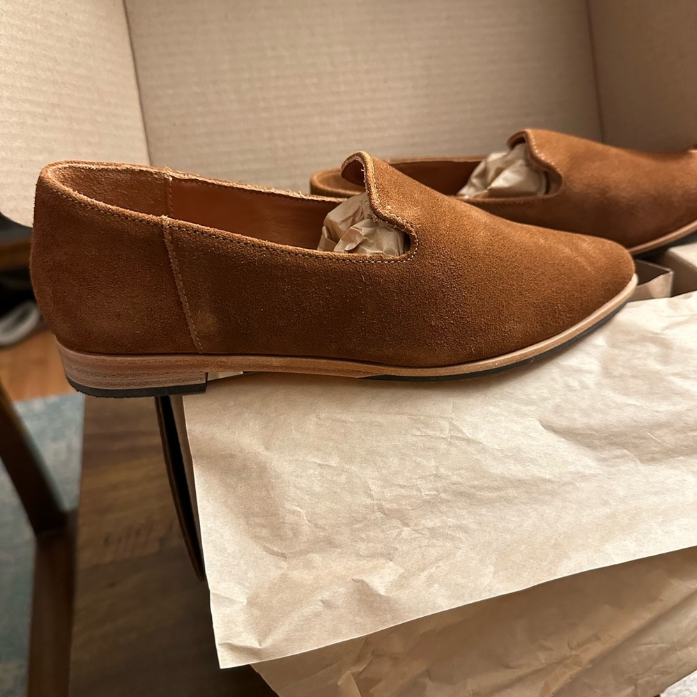 Patina Toffee Brown Suede Pointed Toe Women's Loafers